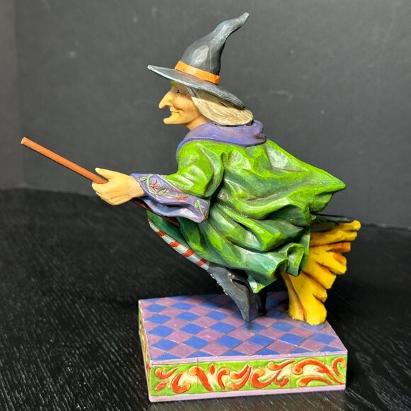 Jim Shore Heartwood Creek "Swept Away" Witch on Broom w/Black Cat - 2006 - Picture 4 of 10